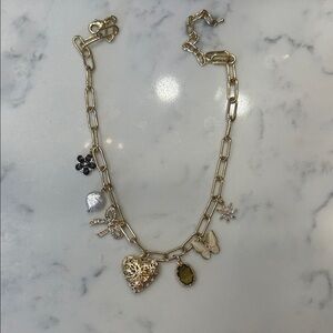 Gold Charm Necklace with Heart and Butterfly Accents
